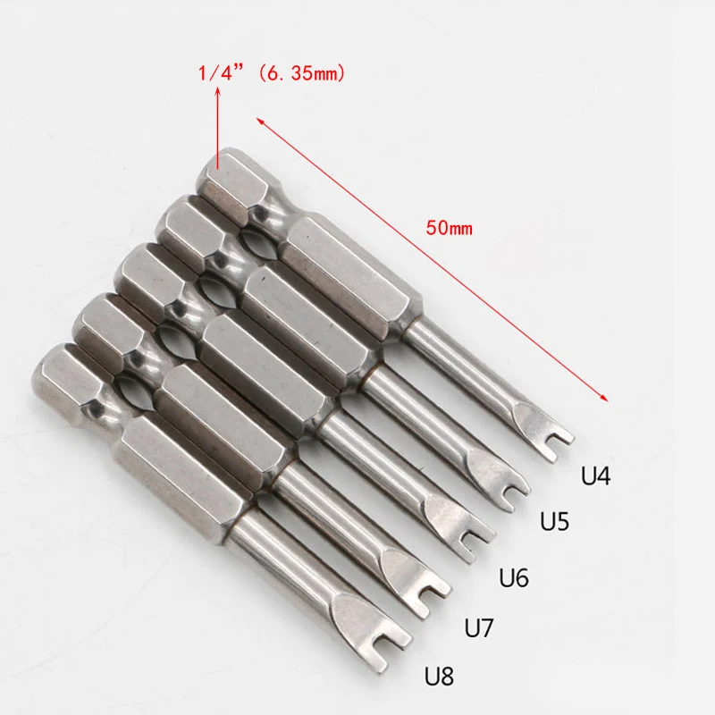 5 шт./компл. 1/" 50 мм u4-u8 U-тип Отвёртки биты S2 сплав Сталь Электрические сверла гаечный ключ Отвертка голова Мощность драйвер Инструменты