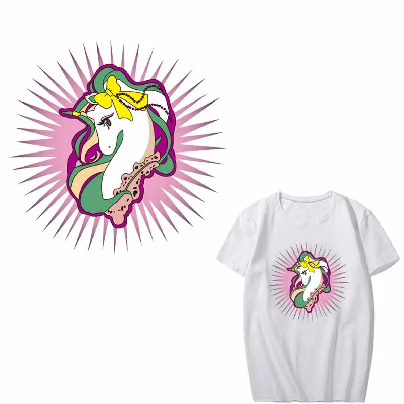

Cartoon Unicorn Patch Iron on Transfer Animal Patches for Clothing Washable Stickers Badges DIY T-shirt Applique Heat Press