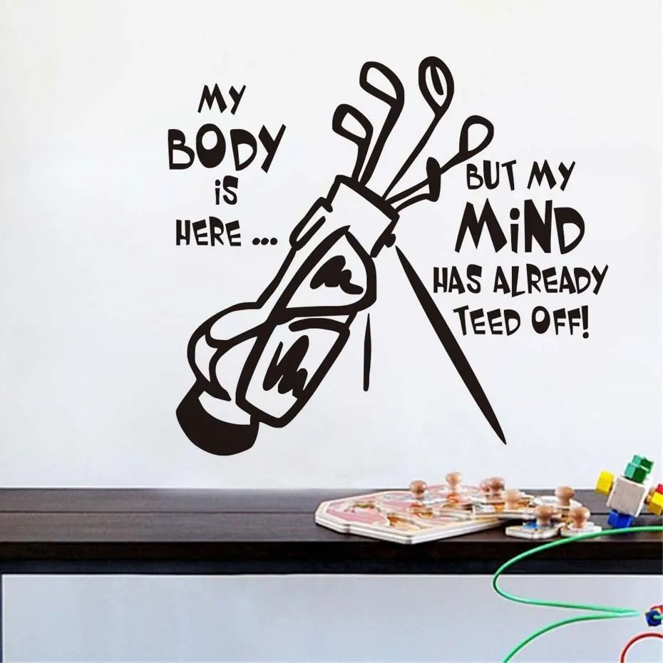 جسدي هو هنا مجموعة كاملة من جولف ملصقات جدار غرفة المعيشة الشارات القابلة للإزالة الفينيل ورق حائط ذاتي اللصق المنزل ديكور