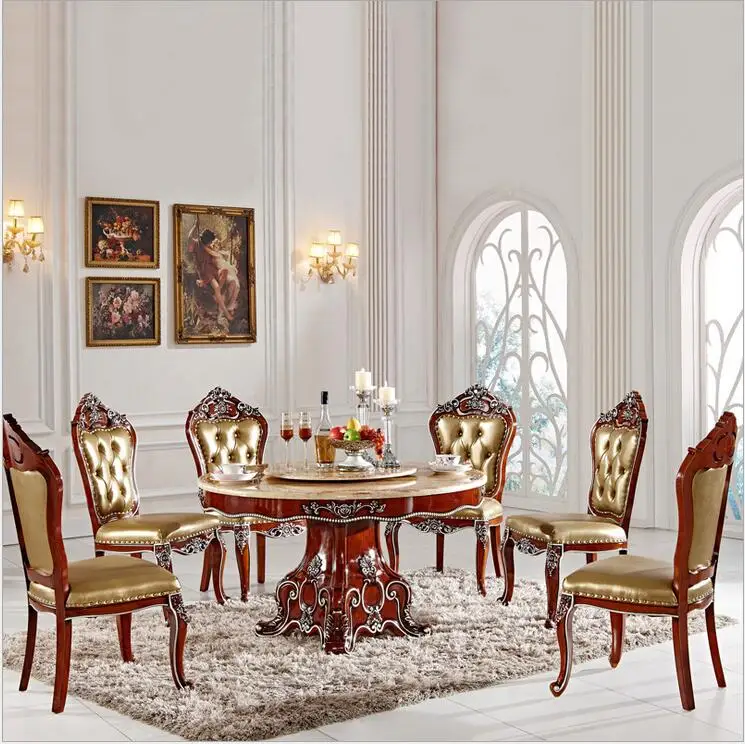 Antique Style Italian Dining Table, 100% Solid Wood Italy Style Luxury
Dining Table Set pfy2001