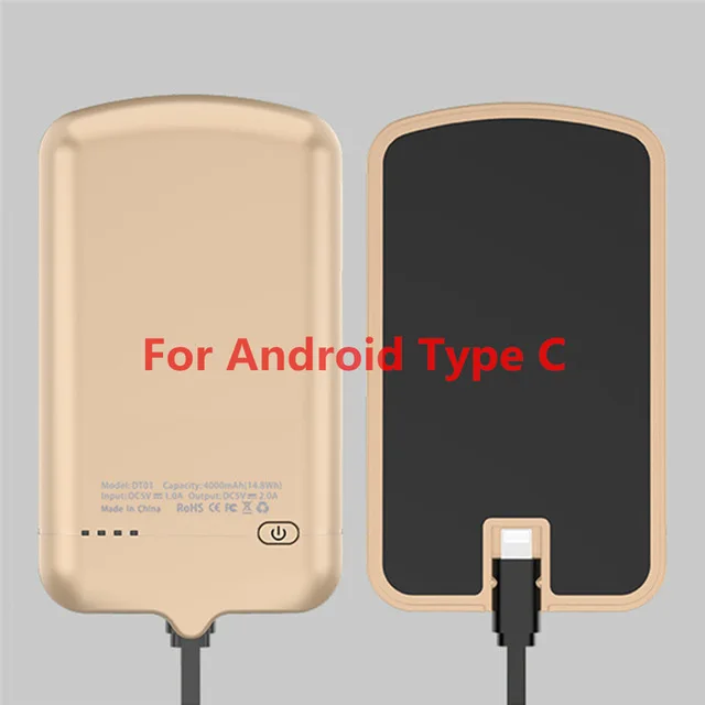 Glod For Type c KQJYS портативное зарядное устройство корпус запасной Мобильный блок питания 4000 мАч для iPhone samsung просо huawei Корпус Зарядного устройства - Цвет: Glod For Type c