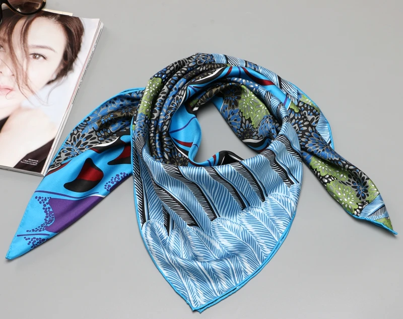 Ручная свернутая кромка женский шелковый шарф Обертывания 3" большой квадратный шелковый платок хиджаб головной платок шарфы