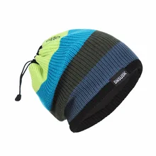 Вязаная шапка унисекс, зимние шапки для мужчин, уличная Мужская лыжная шапка, радужная двухслойная флисовая ветрозащитная теплая шапка-шарф