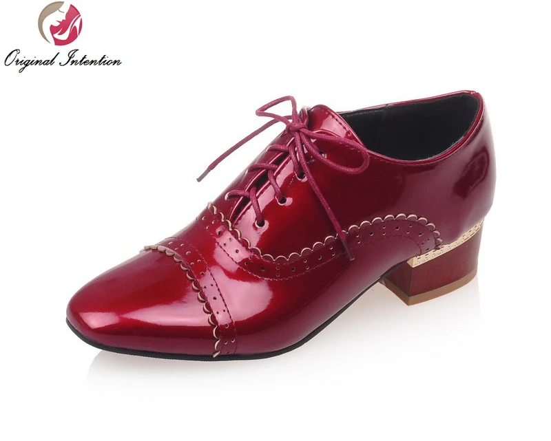 

Original Intention Fashion Women Casual Shoes Square Toe Square Heels Beautiful Black Red Nude White Shoes Woman US Size 4-14