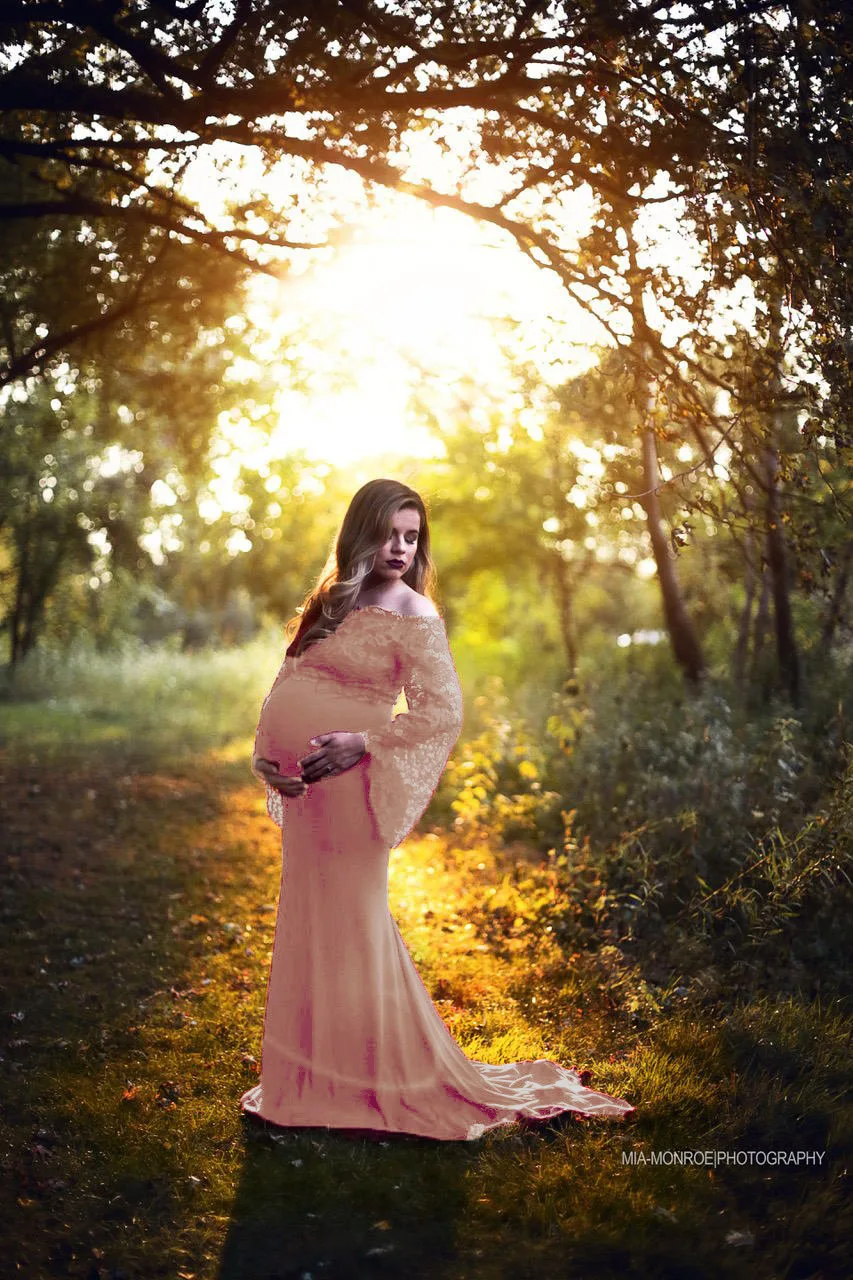 Fancy Lace Coat Maternity Dresses Photography Props Sexy Maternity Clothes Maxi Gown For Photo Shoots Women Pregnancy Dress M-XL (6)