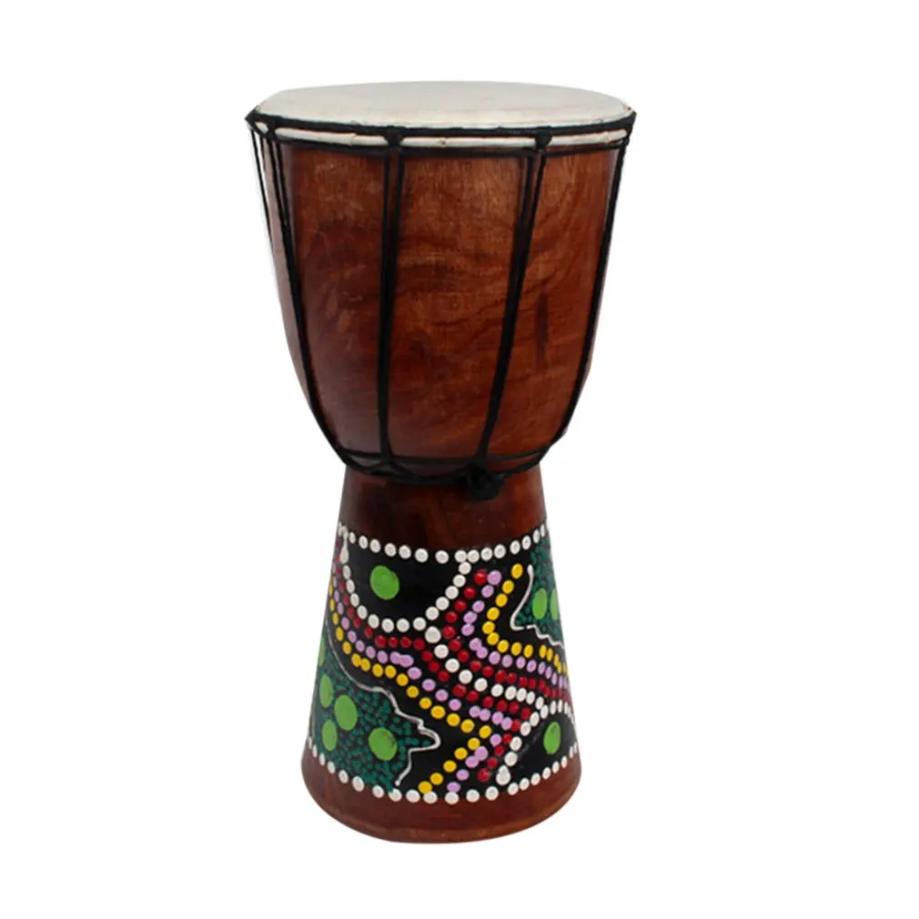

4/6 Inch African Djembe Percussion Hand Drum Mahogany Wooden Jambe Doumbek Drummer with Pattern Pure Goat Skin Surface