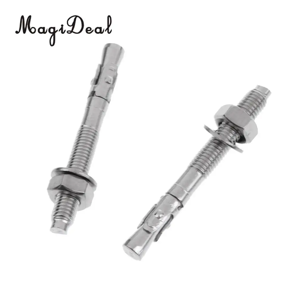 MagiDeal 2 Pcs 25KN Stainless Steel Rock Climbing Anchor Set Hanger Expansion Screw Piton Mountaineering Equipment Gear