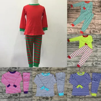 

7-8month free ship Red Top with Red Green Stripe Christmas christmas pajamas fashion kids baby clothes set china silk pajamas