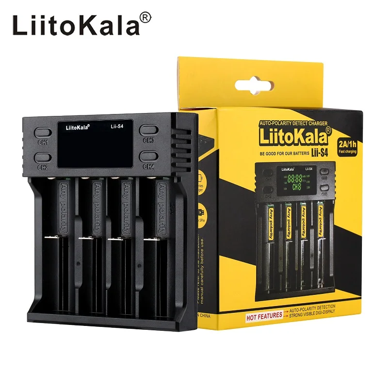 

Liitokala Lii-S1lii-S2 lii-S4 lii-S6 battery Charger Auto-polarity detection For 18650 26650 18350 18340 li-ion Ni-MH batteries