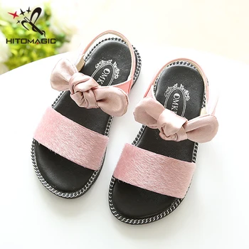 

HITOMAGIC 2018 Girls Sandals Summer Kids Children Beach Shoes For Girls Fashion Child Princess Baby Girl Sandals Bowtie Pink