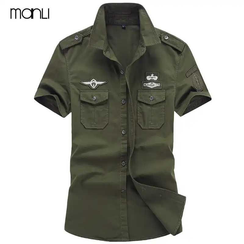 Camisa estilo militar manga curta Clearance