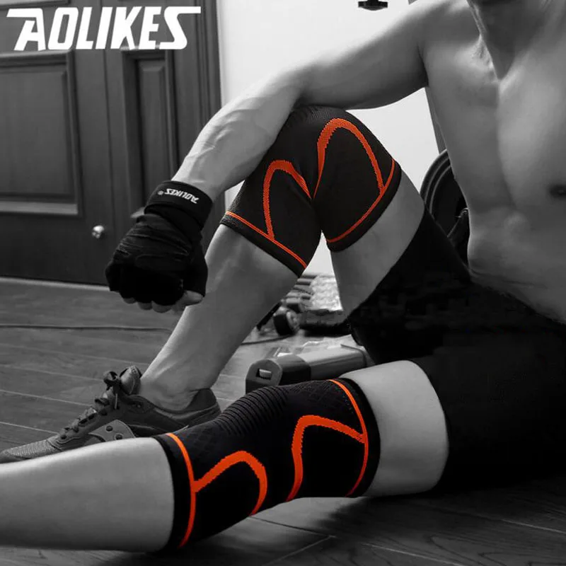 AOLIKES 2pcs Knee Protector Compression Sleeves Brace Support Breathable Knee Pad Training Elastic for Running Fitness joelheira