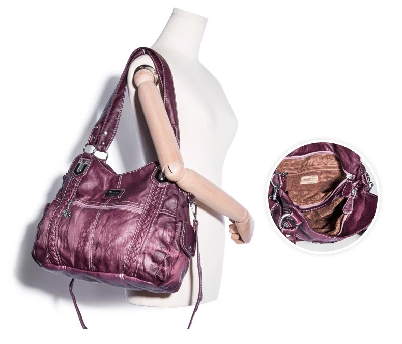 Angelkiss модная высококачественная повседневная дизайнерская вместительная сумка-тоут женские Сумки из искусственной кожи с эффектом потертости женские сумки на ремне
