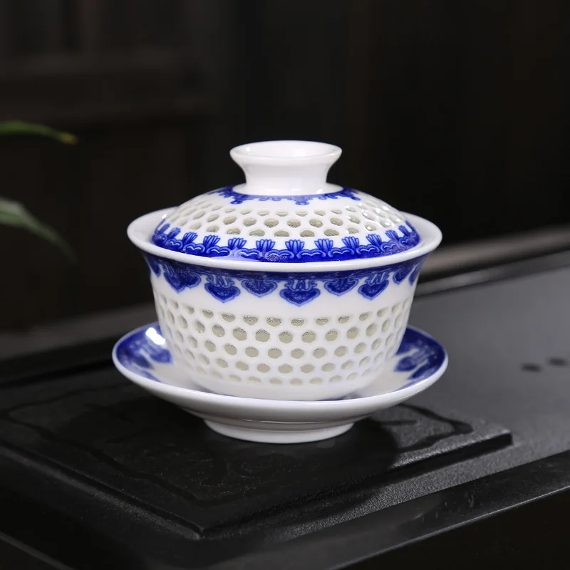Пустотелый фарфор Gaiwan керамический Tureen чайная чашка церемония для