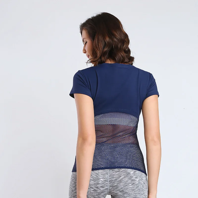 NWT Eshtanga women Short Sleeve shirt Elastic Yoga Mesh Sports T Shirt Fitness Women's Gym Running