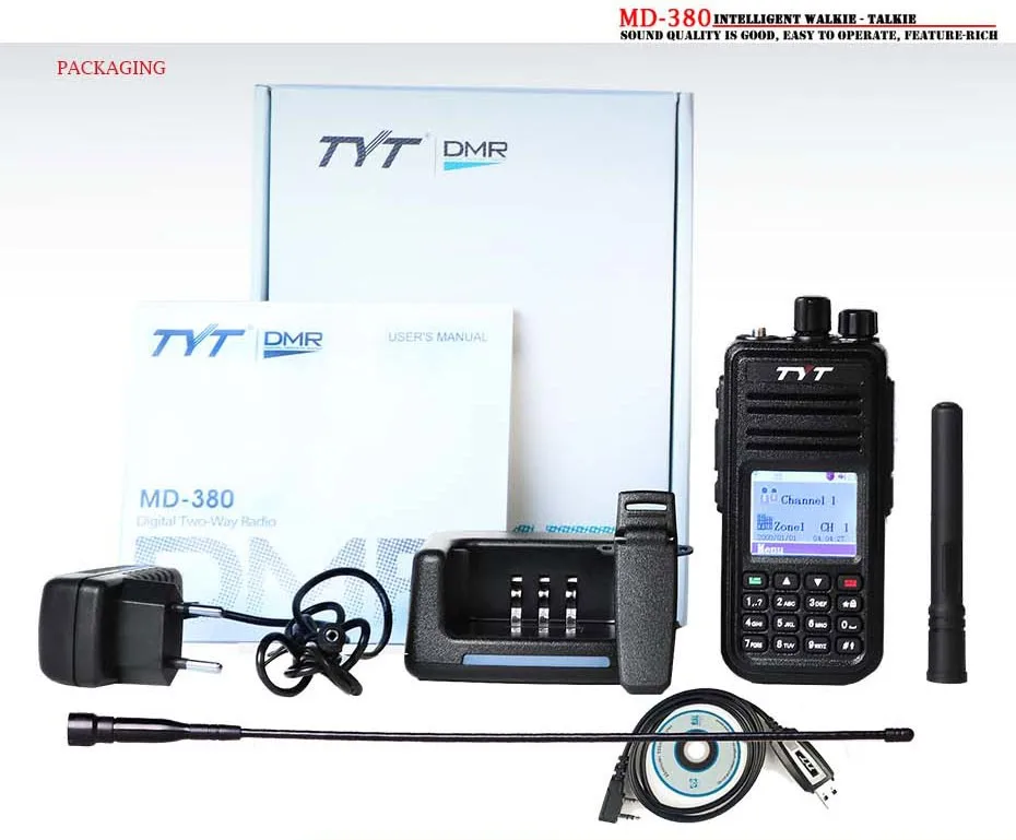 DMR цифровое мобильное радио TYT MD-380 Walkie Talkie 1000 канал Профессиональное двухстороннее радио UHF 400-480 МГц