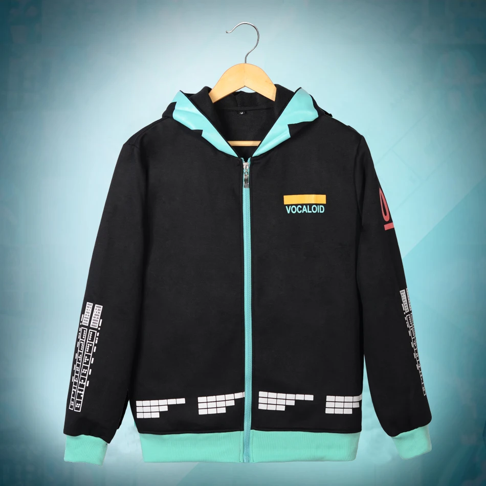 

Hot Hatsune Miku cosplay Hooded zipper sweater Unisex Jacket Plus cashmere autumn and winter jacket