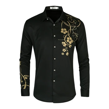 

2019 new mens shirt long sleeve Asia size S-5XL flower shirt men Fashion casual male dress shirts