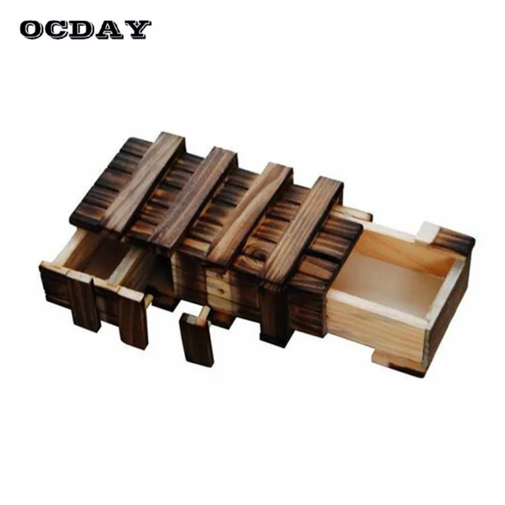 

Hot Magic Wooden Puzzle Box With Secret Drawer Magic Compartment Baby Brain Teaser Educational Toys for Kids Children Best Gift