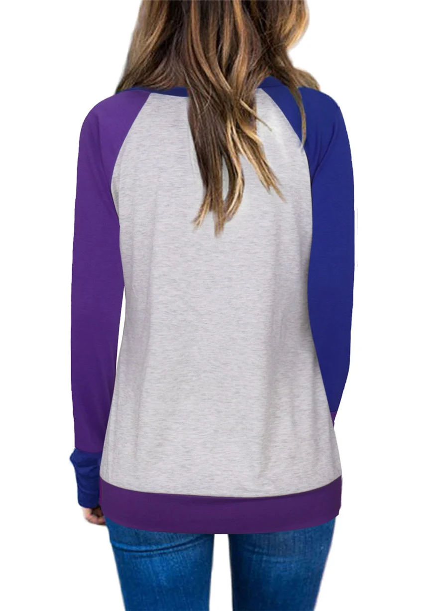 Gladiolus Hot Fashion Patchwork T Shirt Women 2018 Long Sleeve O-Neck Pocket Style Women Tops T-shirt Autumn Ladies Tee Shirts  (12)