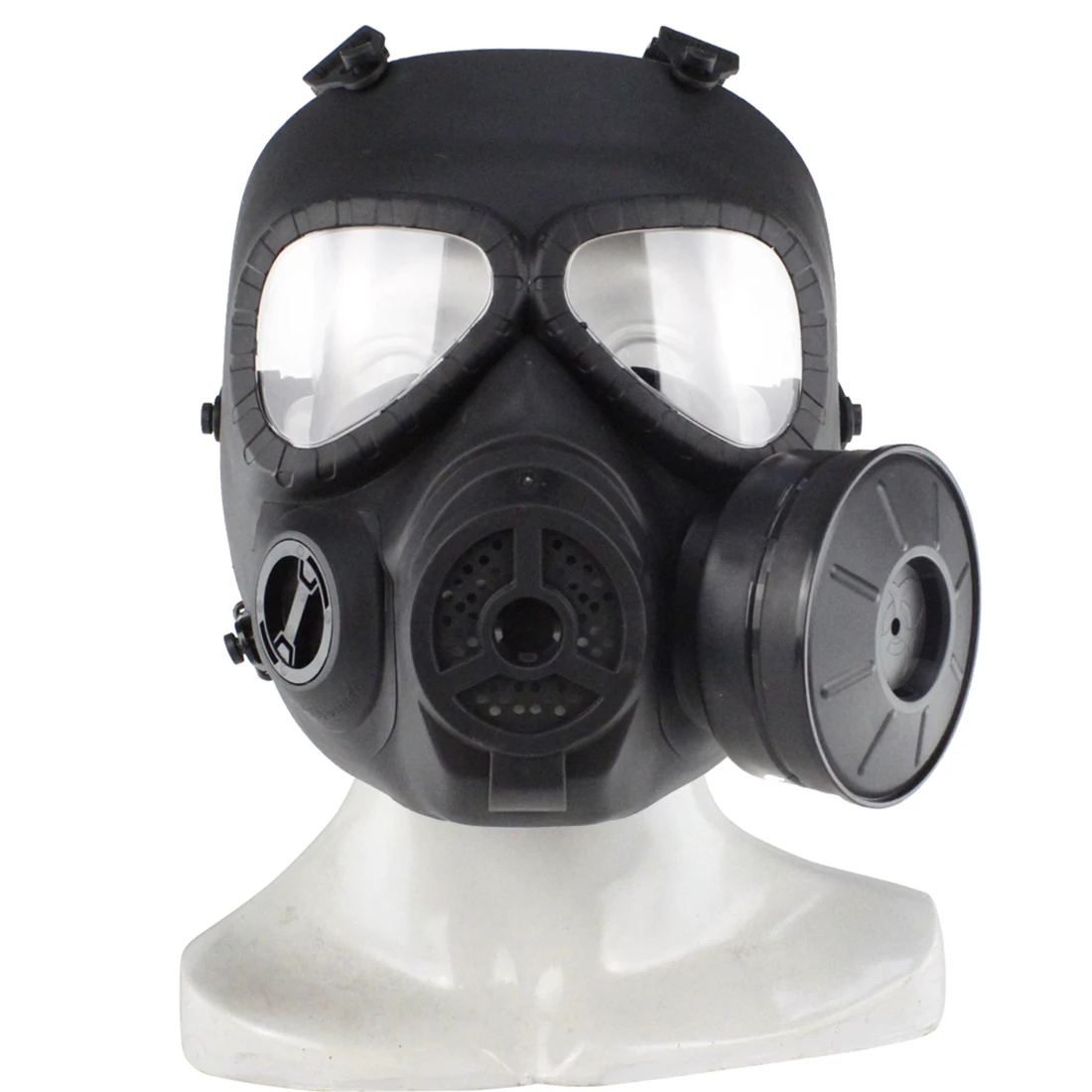 

Simulation Tactical Head Mask Full Face Respirator Single Canister Electric Ventilative Biochemical Gas Mask for Nerf/Airsoft