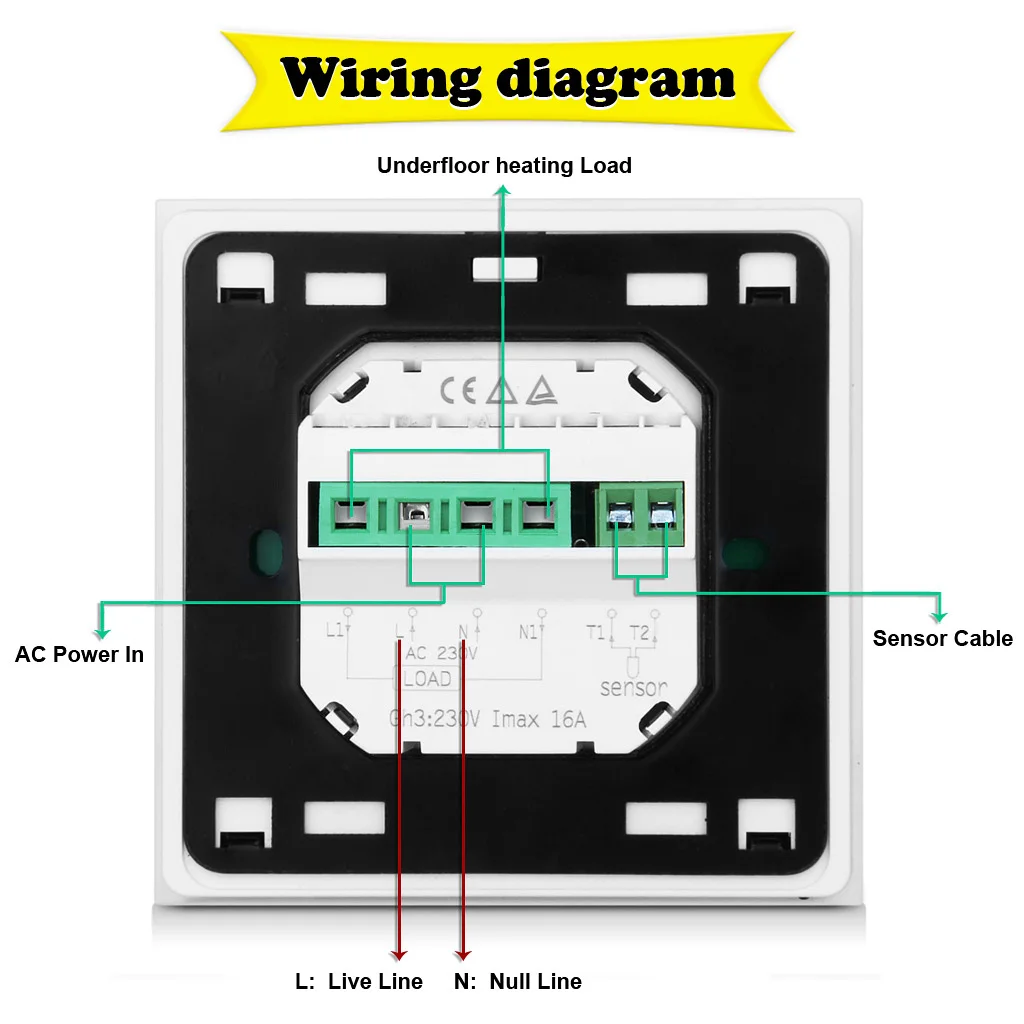 Floureon BYC17GH3 сенсорный ЖК-экран комнатное Напольное отопление термостат Еженедельный программируемый терморегулятор регулятор температуры