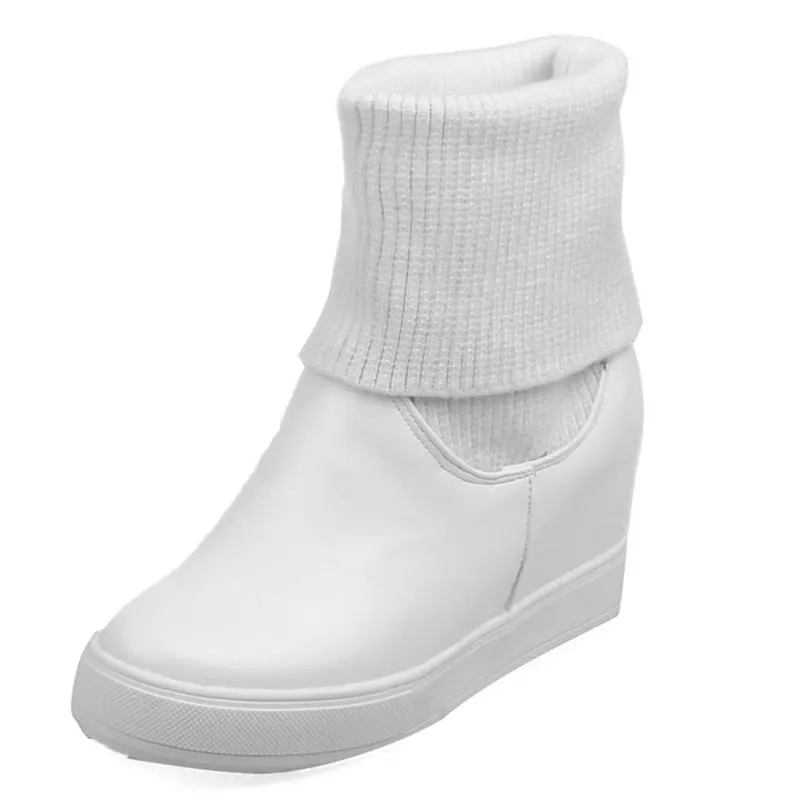 

VALLKIN European Style Sexy Round Toe Ankle Boots Comfortable Boots Height Increasing Med Heels Women Boots Size 33-43 ZT1133