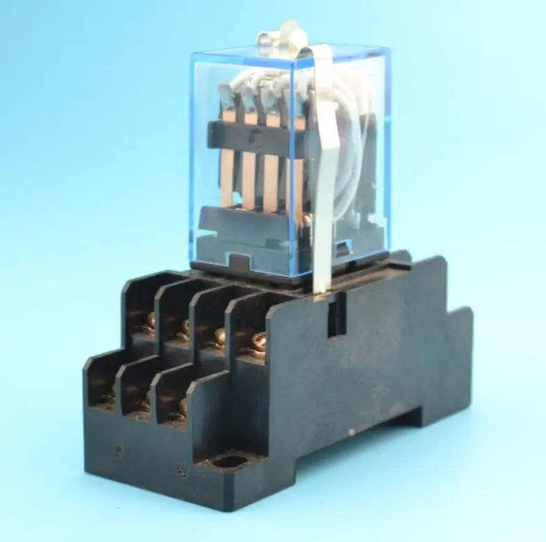 

MY4 Power Relay MY4NJ with Din Rail Mount Socket Base 14 Pins 12V/24V 110V/220V MY4N Relay Switch