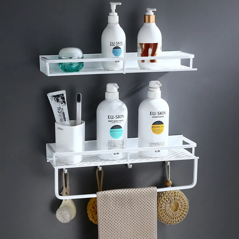 

Dual Use Bathroom Shelf Kitchen Shelf Aluminum Shower Shampoo Soap Cosmetic Corner Shelves Bathroom Storage Organizer Rack White