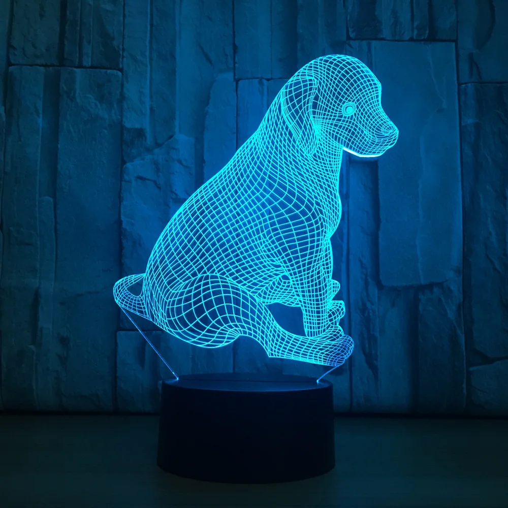 Собака Щенок 3D лампа с 7 цветов сенсорный эффект дистанционного изменения настольная Светодиодная лампа домашний Декор подарок на день рождения быстрая Прямая