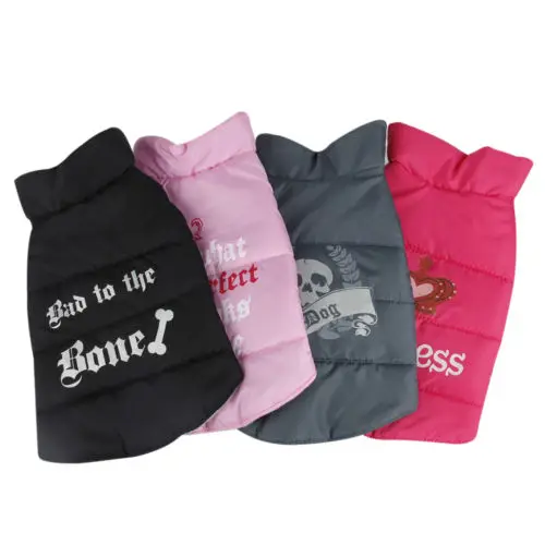 

New Arrival Hot Dog Clothes Winter Warm Clothes For Dog Pet Puppy Clothing Bone Pattern Princess Skull Pink Blue Red Black