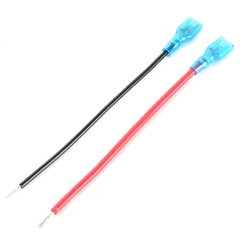 

6.3mm Plug Spring Cable Car Motorcycle 6.3mm Crimp Terminal Power Wires Set 2pcs - Black + Red