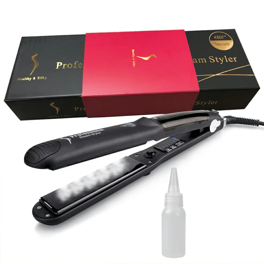 Steam Function Pro Hair Straightener Flat Iron Vapor Tourmaline Ceramic