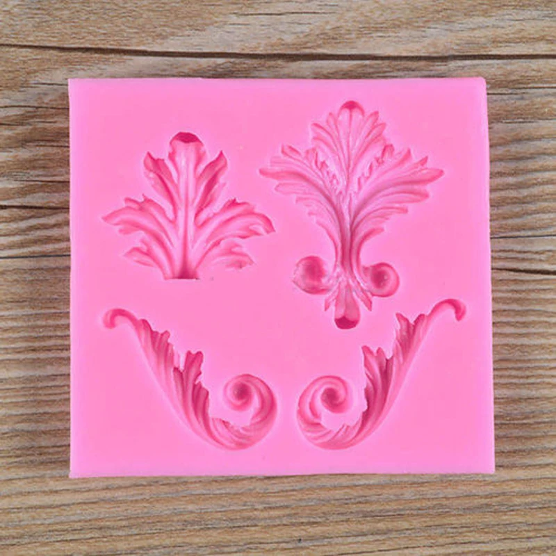 DIY Color Random Vintage Flourish Scrolls Silicone Fondant Mould Cake Decor Leaf Sugar Bake