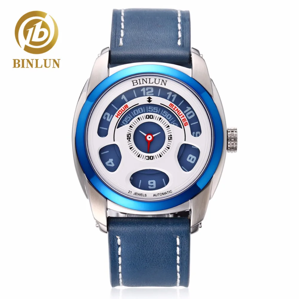 

BINLUN Original Men's Racing Car Dial Sports Automatic Watch Waterproof Luxury Genuine Leather Sports Men's Mechanical Watches