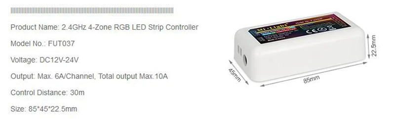Mi светильник 2,4G RF беспроводной диммер Одноцветный CCT RGB RGBW RGB+ CCT FUT036 FUT037 FUT038 FUT039 DC12-24V контроллер светодиодной ленты
