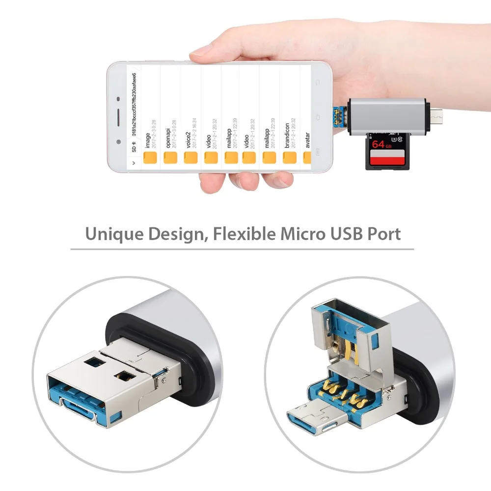 PROSTER 3-in-1 Тип C OTG кардридер с USB женский интерфейс для ПК USB 2,0 считывание карт памяти TF адаптер компьютера