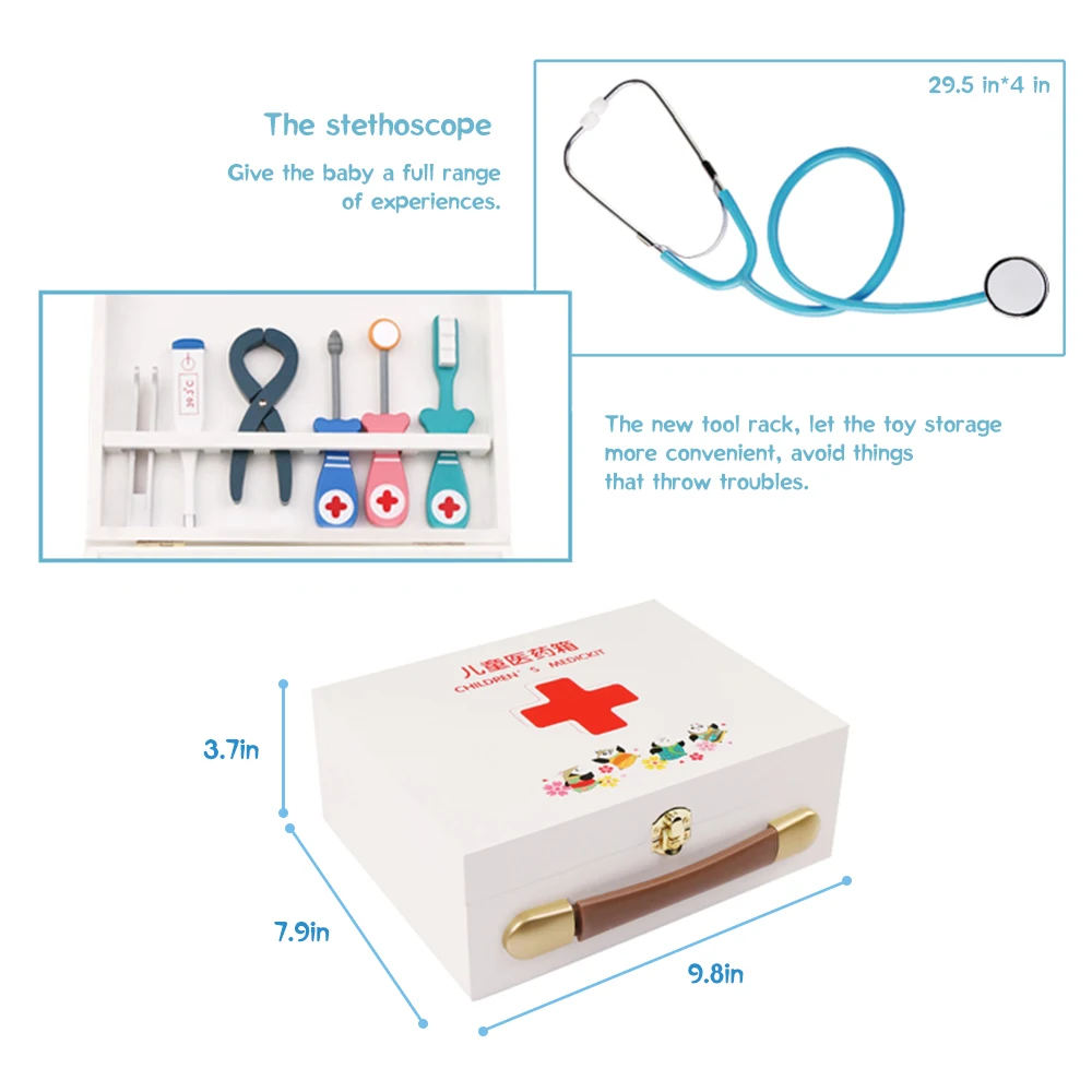 Детский деревянный набор доктора, реалистичные ролевые игры, набор игрушек для доктора, инструмент для инъекций, деревянный симулятор, реальная жизнь, медицинская коробка, игрушки
