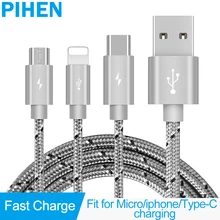 

PIHEN 3 in 1 USB-C Cable USB Extension Cable Chromebook Fast charge for Samsung S9 Plus Micro Head fit Tablet USB 3.0 Data Wire