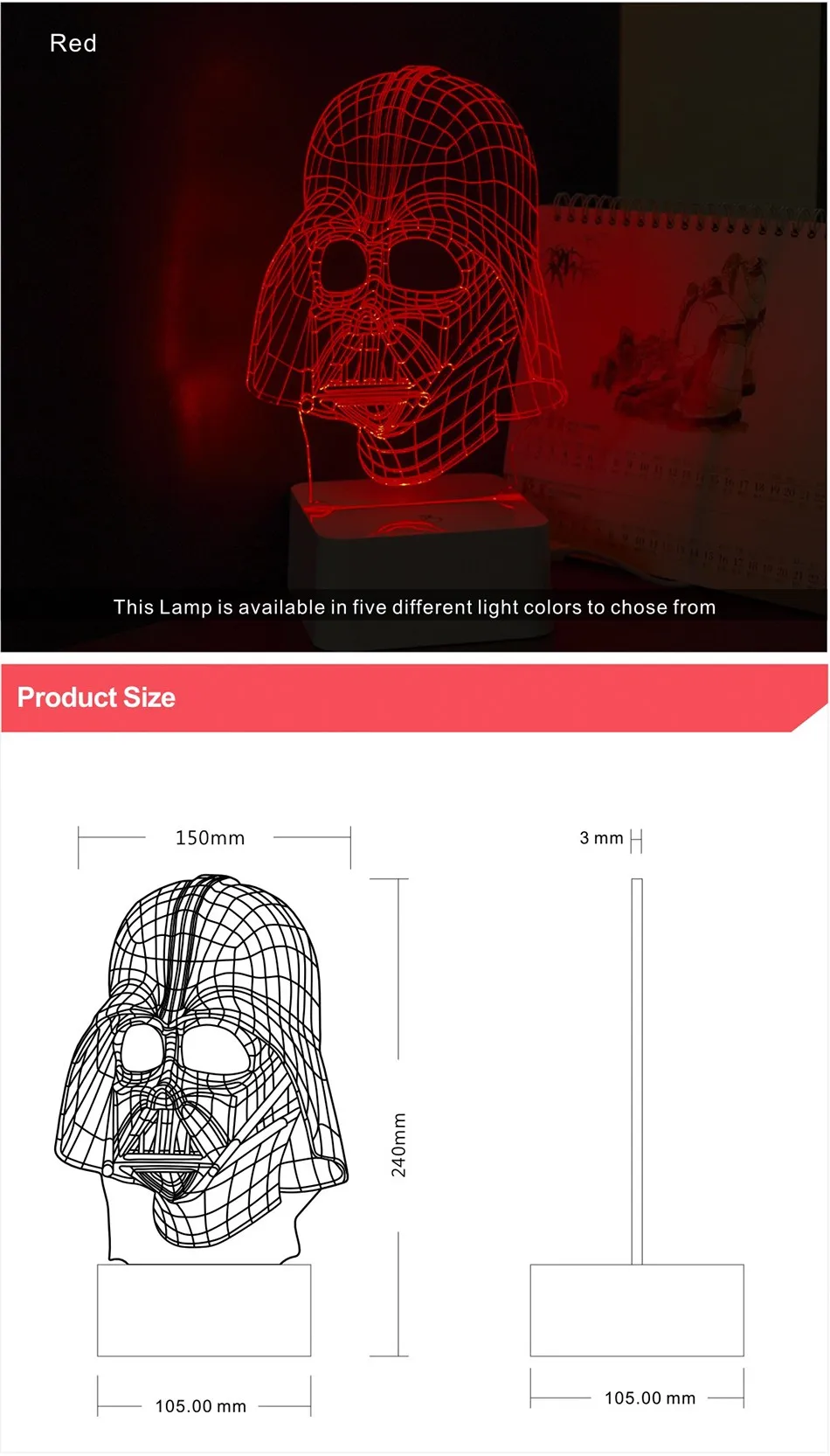  Novelty USB Christmas Night Lights with Darth Vader Shaped 3D Led Desk Lamp Dimmable Abajur as Creative Gifts (5)