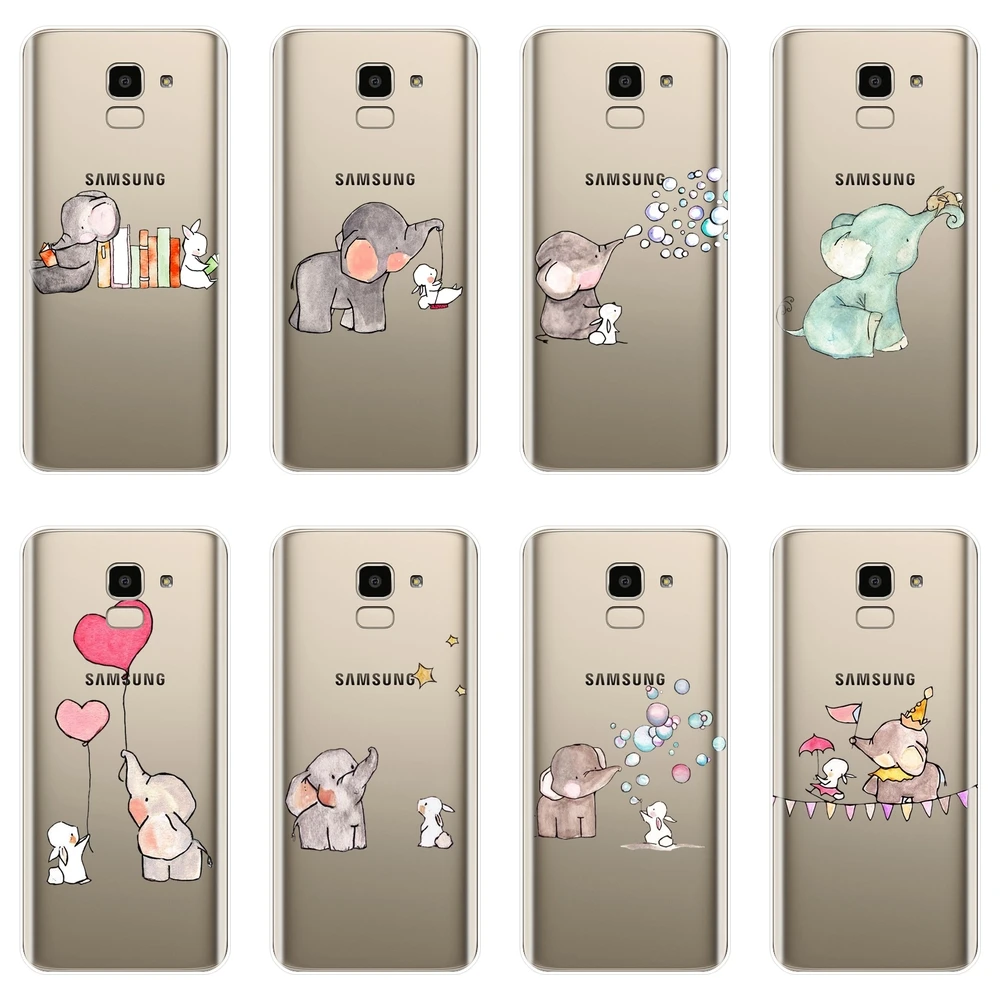 Чехол-накладка для Samsung Galaxy J3 J5 J7 2015 2016 2017 J2 Prime со слоном мягкий силиконовый J4 J6 J8
