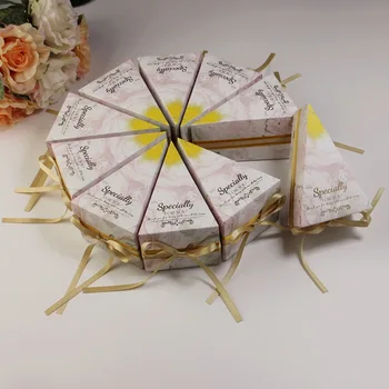 

100pcs (10 Cakes) gray/ Pink / Blue / Red Wedding Favor Triangular Cake style Candy Box Party Gift Box birthday party Decoration