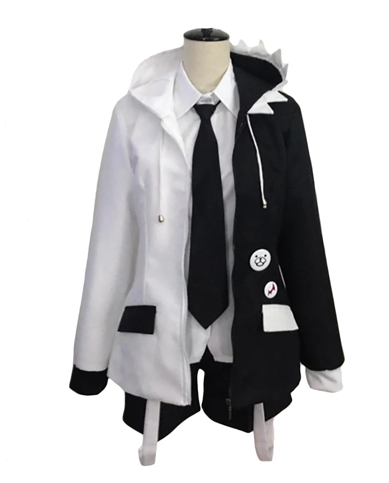 

Super Dangan Ronpa 2 Danganronpa Monokuma Cosplay Costume Full Set Short White Wig
