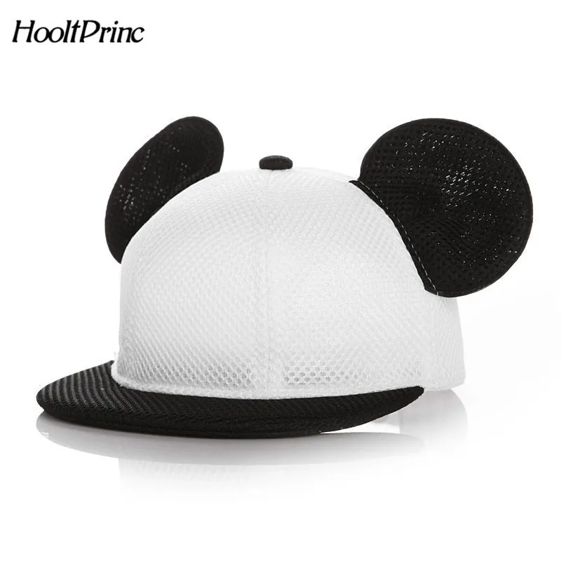 2018 أطفال جميلة ميكي آذان كبيرة قبعة بيسبول الفتيات لطيف الماوس الهيب هوب عارضة الصيف شبكة قبعات casquette هدية