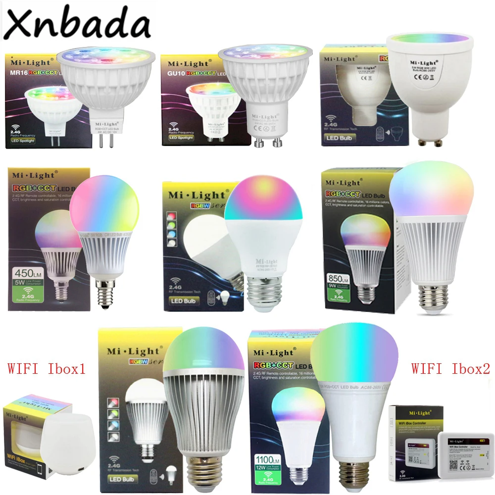 

mi.light GU10 E14 E27 led bulb,AC 85-265v led lamp,2.4G wireless 4w 5w 6w 8w 9w ww/cw/rgbw/rgbww led bulb free shipping