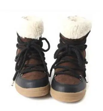 Г. Лидер продаж модные зимние ботинки новые Дизайн Мех животных внутри теплые зимние женские сапоги Женская обувь на плоской подошве на шнуровке, увеличивающая рост