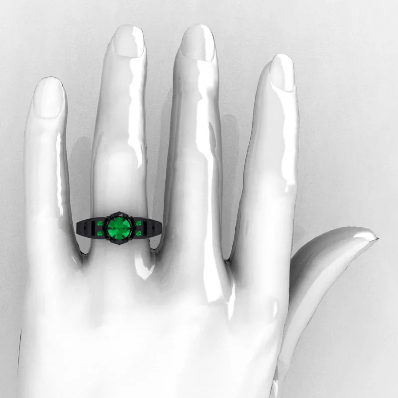 Женское кольцо с кристаллом и черепом в стиле панк, серебряное, черное, Золотое кольцо с зеленым камнем, винтажные Свадебные Кольца для женщин