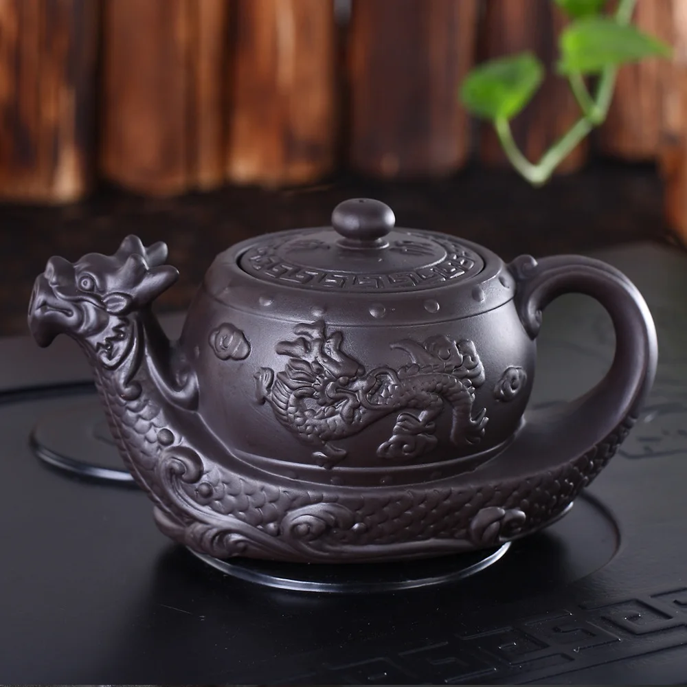 

Dragon Boat Tea Pot 400ml Big Capacity Purple Clay Tea Set Kettle Kung Fu Teapot Authentic Yixing Teapot Drop Shipping