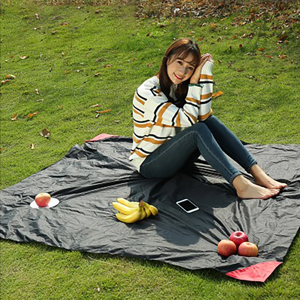 

180x150cm Pocket Picnic Beach Mat Sand Blanket Waterproof Camping Outdoor Picknick Tent Folding Cover Bedding Blue Black Red