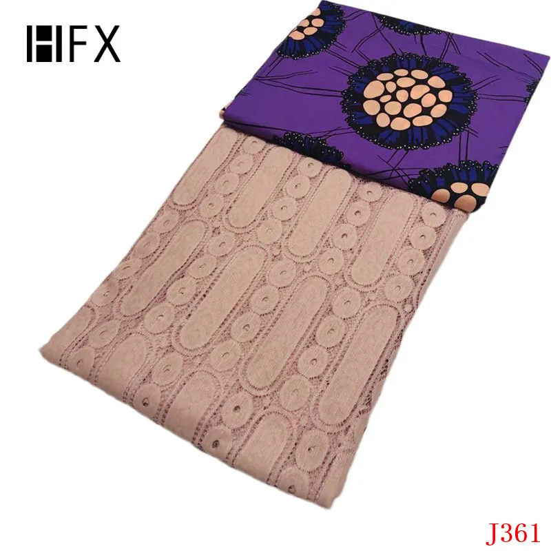 

HFX High-End African Lace Fabric 2019, Ankara Wax Lace Fabric, New Wax Cord Lace 3+2.5yards For Women Wedding Party Dress J361